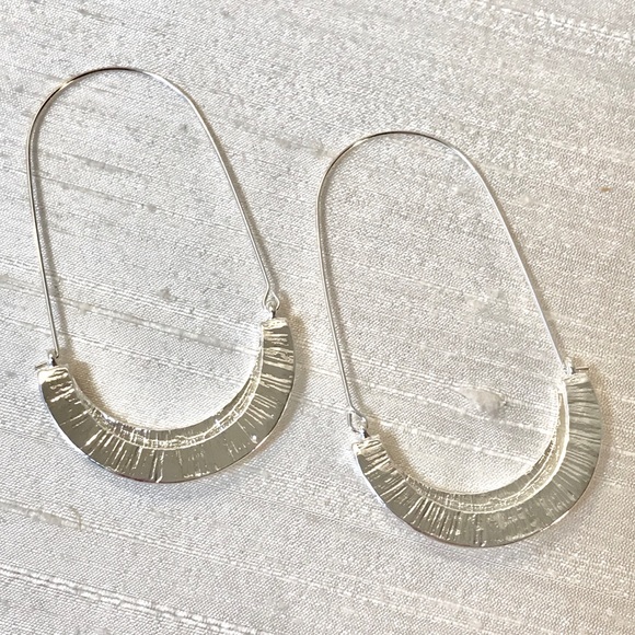 Anthro Myra Silver Hoop Earrings - Picture 3 of 9